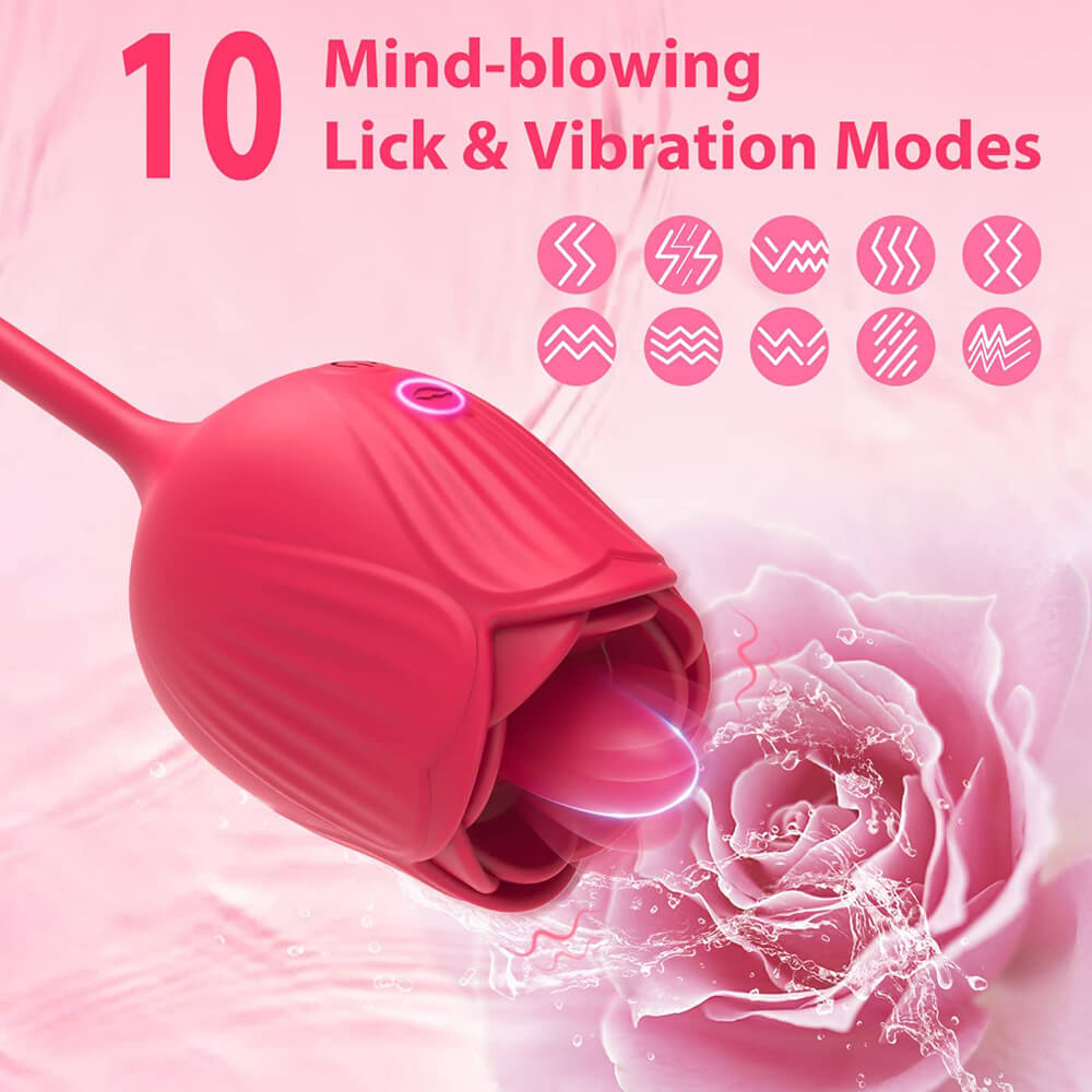 Thrusting Rose™ | Women Clitoris Stimulator Oral Tongue Licking With Dildo Vibrating
